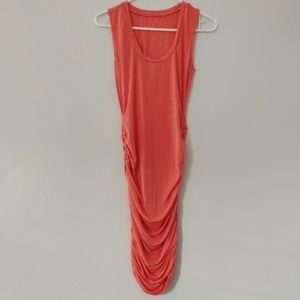 ORANGE RUCHED MIDI DRESS SIZE